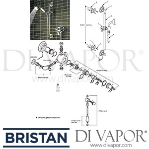 Bristan Cardinal Thermostatic Shower with Adjustable Riser Spare Parts - BR DV 186